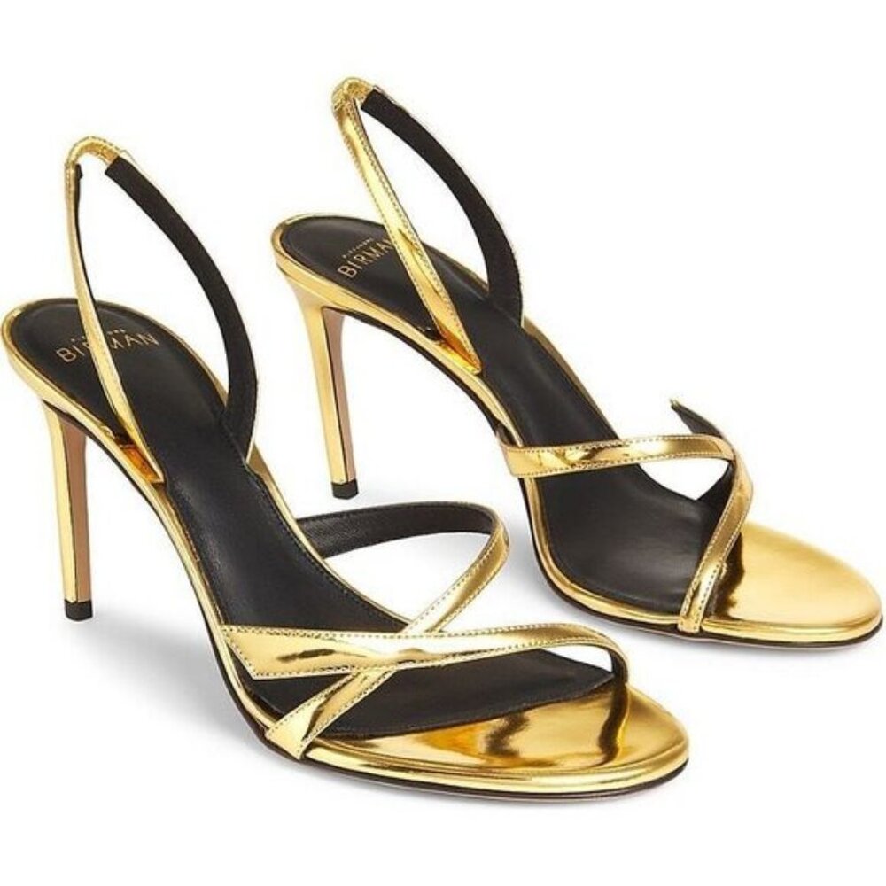 NIB$695 Alexandre Birman Tita Patent Leather Strappy Slingback Sandals 37.5, 6.5